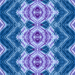 Canvas Print - 3d effect - abstract blue purple geometric  fractal pattern