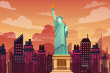Beautiful Landmark The Statue Of Liberty In New York USA Vector