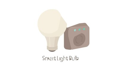 Canvas Print - Smart light bulb icon animation best cartoon object on white background