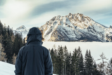 Wall Mural - winter mountain panorama view in the alps