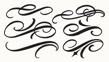 Set of swirl elements for lettering