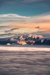 Wall Mural - winter mountain panorama view in the alps