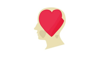 Poster - Head with heart icon animation best cartoon object on white background