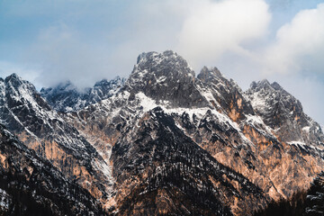 Wall Mural - winter mountain panorama view in the alps