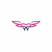 Wing Initial W Letter Color Line Logo Design