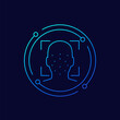 facial recognition line icon, biometric face scanning