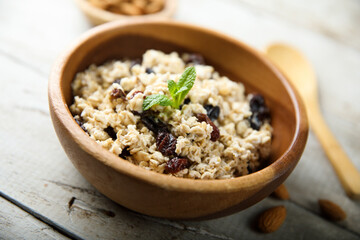 Poster - Homemade muesli with almond and raisins