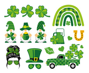 St. Patricks Day vector design elements set. St Patricks day ttraditional symbol set.