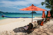 Beach chair with parasol at Hey island, Phuket