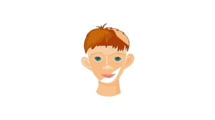 Wall Mural - Face of young man icon animation best cartoon object on white background