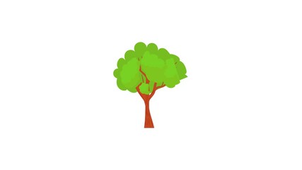 Wall Mural - Green tree with a rounded crown icon animation best cartoon object on white background
