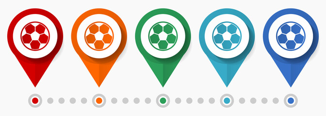Poster - Football, soccer concept vector icon set, flat design pointers, infographic template