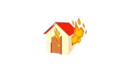Canvas Print - House is on fire icon animation best cartoon object on white background