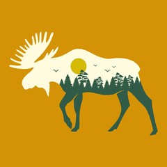 Wall Mural - Elk. Vector drawing