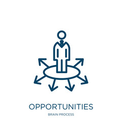 Wall Mural - opportunities icon from brain process collection. Thin linear opportunities, opportunity, business outline icon isolated on white background. Line vector opportunities sign, symbol for web and mobile