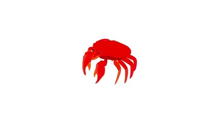 Canvas Print - Red crab icon animation best cartoon object on white background