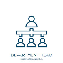 Department Head Icon From Business And Analytics Collection. Thin Linear Department Head, Head, Business Outline Icon Isolated On White Background. Line Vector Department Head Sign, Symbol For Web And