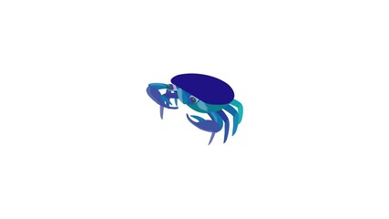 Canvas Print - Blue crab icon animation best cartoon object on white background