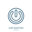 car ignition icon from car parts collection. Thin linear car ignition, auto, automobile outline icon isolated on white background. Line vector car ignition sign, symbol for web and mobile