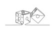 Two dices one line vector illustartion