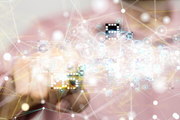 Neural network 3D illustration. Big data and cybersecurity