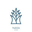yucca icon from nature collection. Thin linear yucca, gluten, corn outline icon isolated on white background. Line vector yucca sign, symbol for web and mobile