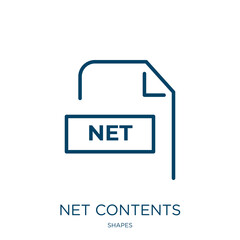 Poster - net contents icon from shapes collection. Thin linear net contents, content, net outline icon isolated on white background. Line vector net contents sign, symbol for web and mobile