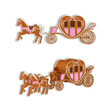 Isolated gingerbread heart-shaped carriages with horses. valentine's day or wedding gingerbread carriage