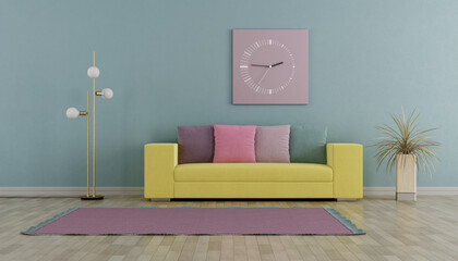 Sticker - Colorful living room with modern sofa