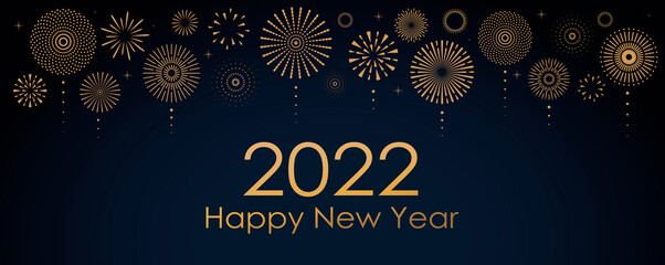 2022 New Year Abstract background with gold fireworks