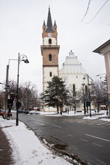 Wall Mural - Romania, Evangelical Church Tower  in Bistrita ,January 2022,