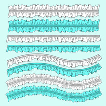 Trim Ruffles Simple And Central Gather Pattern Brushes Black And White And Colorable By Stroke Color
