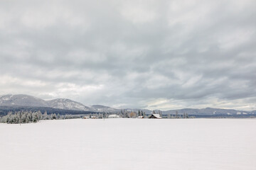 Wall Mural - winter landscape of a farm in northwest Montana