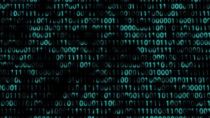 abstract blue binary code on black. changing program code from zero and one. futuristic cyberspace, 