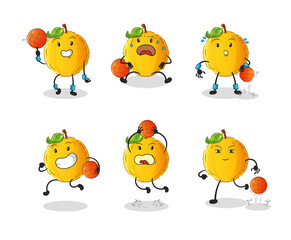 Wall Mural - jackfruit basketball player group character. mascot vector