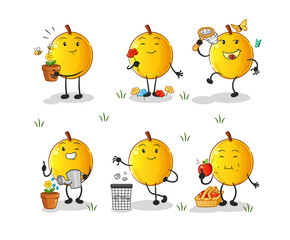 Wall Mural - langsat fruit save the earth group. cartoon mascot