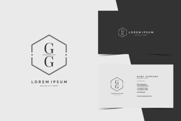 simple hexagon gg monogram logo icon. modern elegant minimalist design with professional business ca