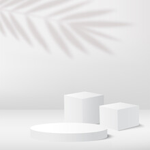 Asbtract Background With White Podium For Cosmetics Product. Vector