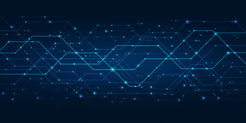 technology background.circuit board with the light dark blue.
