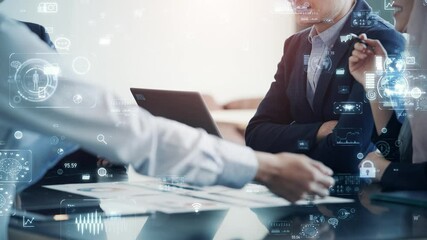 Poster - Business and technology concept. Management strategy.
