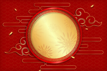 Wall Mural - chinese new year background with oriental style decoration and circle frame in the middle