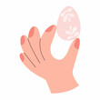 © hola.lena - Hand hold easter egg on white background