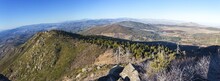 Panoramic Landscape Aerial View Of Cuyamaca Rancho State Park And Distant San Jacinto Southern California Mountain Range On Horizon