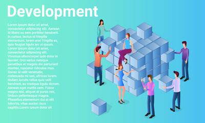 Wall Mural - development.people are engaged in folding figures from cubes.the concept of analysis and testing.a b