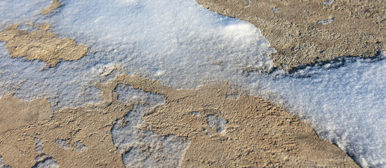 Wall Mural - Concrete in the snow in winter.