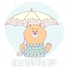 Canvas Print - bear with umbrella