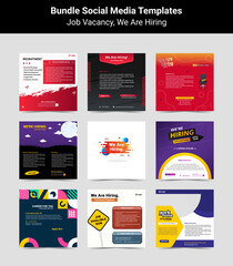 Wall Mural - Bundling poster for we are hiring. employees needed. Set of social media template job vacancy recruitment