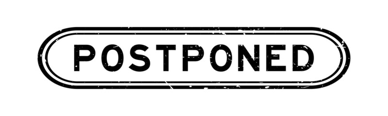 Sticker - Grunge black postponed word rubber seal stamp on white background