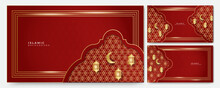 Beautiful Mandala Hanging Lantern Arabic Red Islamic Design Background