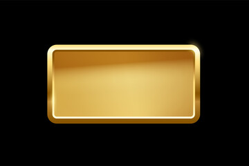 Wall Mural - gold rectangle button with frame, 3d golden glossy elegant design for empty emblem